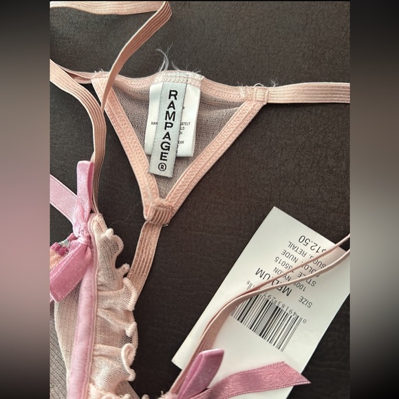 Vintage Ruffled nylon stretchy floral embroidered Thong G-String Panties Panty - Picture 4 of 5